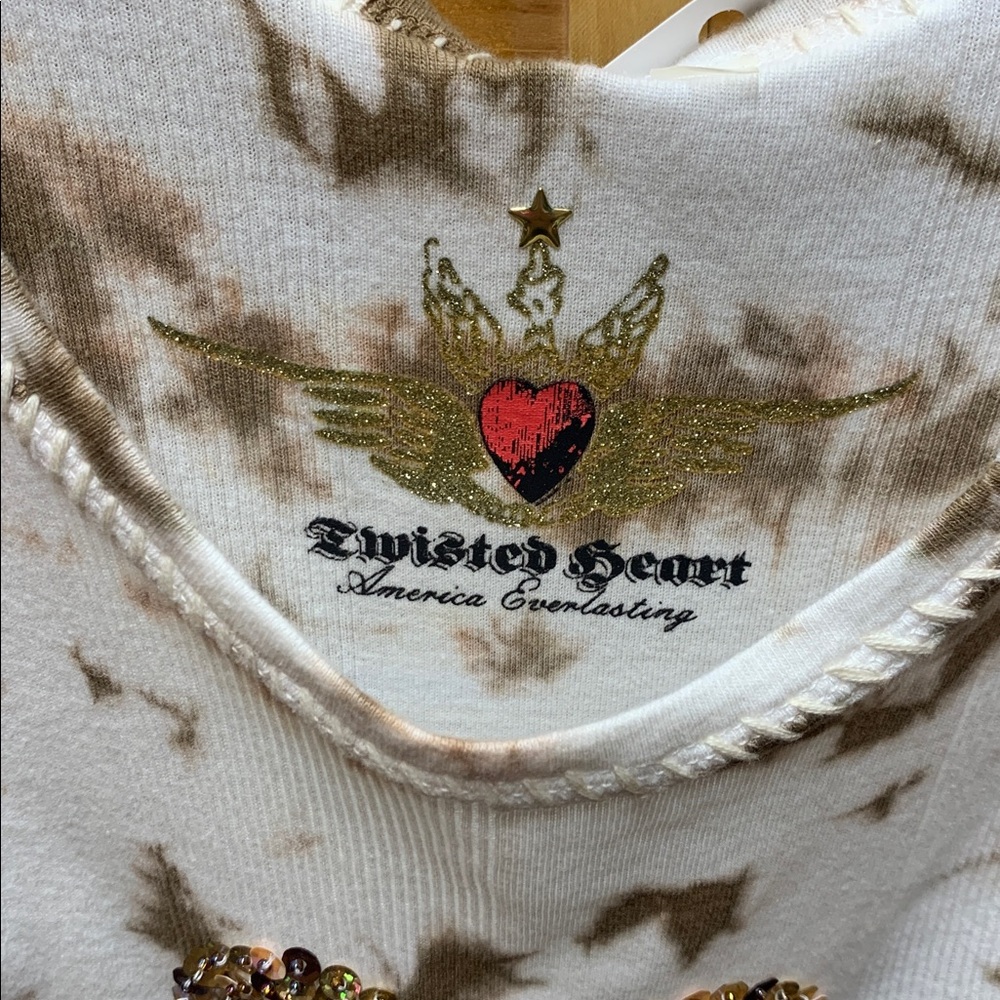 TWISTED HEART Embellished Heart Tie-Dye Tank Top- NWT Deadstock - Picture 4 of 11